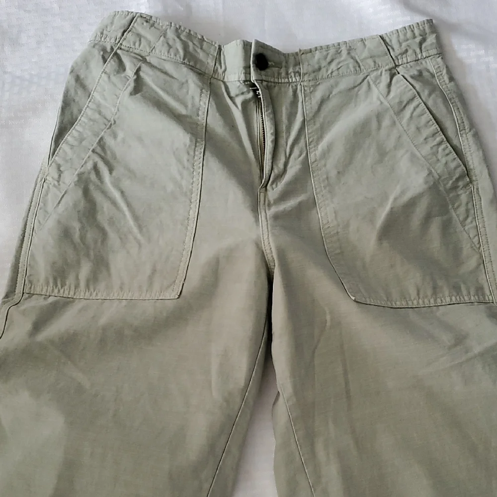 Everlane Green Cropped Organic And Linen Blend Pants with Relaxed Fit Sz 33 - Picture 2 of 12